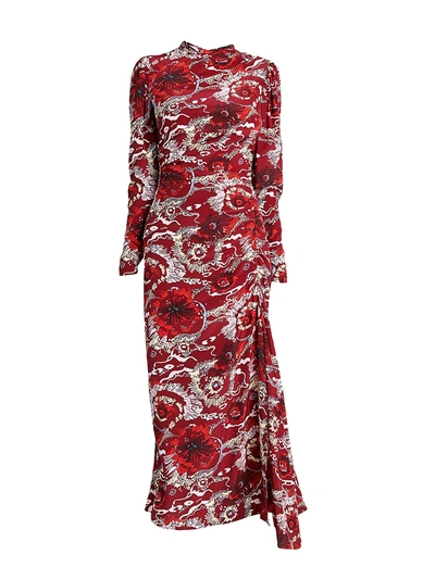 A.l.c Isabella Floral Long Sleeve Asymmetrical Maxi Dress In Multi