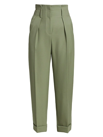Brunello Cucinelli Women's High-waisted Virgin Wool Cropped Trousers In Sage