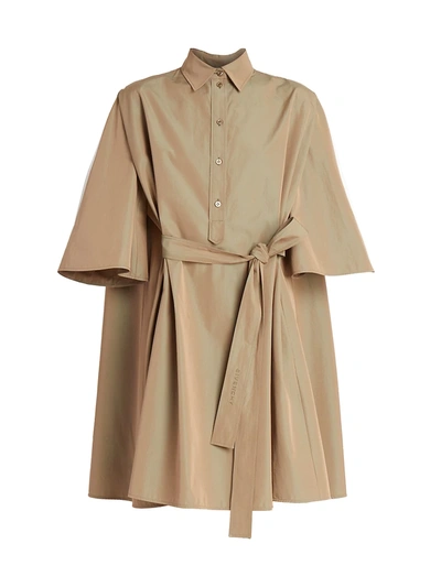 Givenchy Cape-effect Belted Cotton-poplin Mini Shirt Dress In Khaki