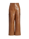 Givenchy Crop Patent Leather Wide Leg Pants In Beige Brown