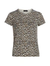 SAKS FIFTH AVENUE COLLECTION ANIMAL-PRINT CASHMERE SHORT-SLEEVE TOP,400012428842