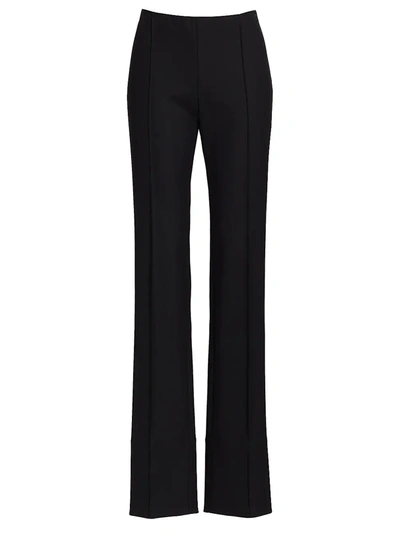 The Row Kriss Double Stretch Wool Straight Leg Pants In Black