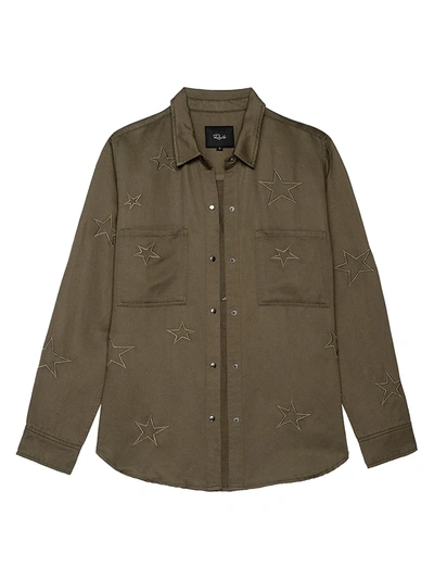 Rails Marcel Star Shacket - Atterley In Olive Embroidered Stars