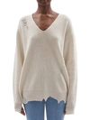 HELMUT LANG WOMEN'S DISTRESSED V-NECK WOOL & CASHMERE SWEATER,0400013047291