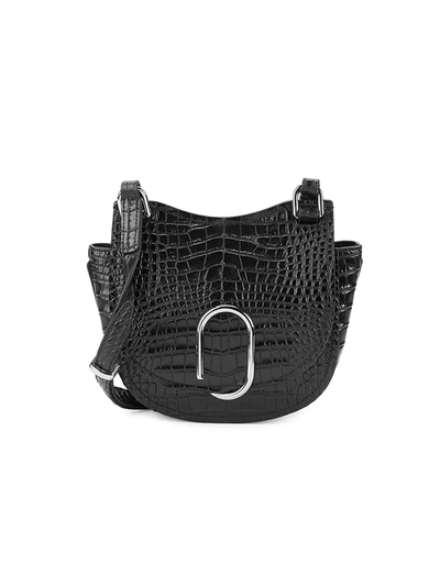 3.1 Phillip Lim / フィリップ リム Women's Mini Alix Croc-embossed Leather Saddle Bag In Black