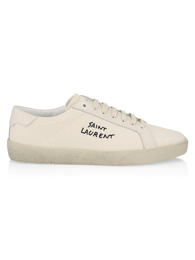 Saint Laurent Signature Logo Low-top Trainers In Panna Panna