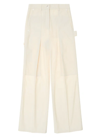 Helmut Lang Pleated Cotton-twill Straight-leg Pants In Sea Pearl