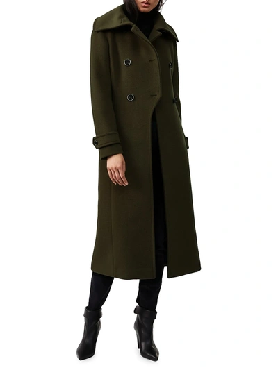 Mackage Elodie Double Breasted Military Maxi Coat In Army