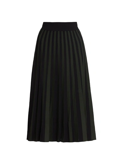 Akris Punto Kodak Stripe Pleated Skirt In Bamboo Black