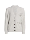 BRUNELLO CUCINELLI WOMEN'S FLORAL EMBROIDERED CASHMERE RIBBED CARDIGAN,0400012591028