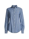 Polo Ralph Lauren Denim Long Sleeve Button Down Merced Wash In Cobalt