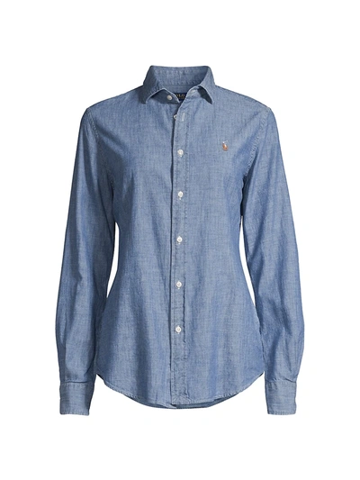 Polo Ralph Lauren Kendall Long-sleeve Button-front Shirt In Medium Wash