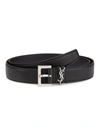 Saint Laurent Grain Leather Belt In Nero