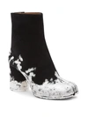 MAISON MARGIELA TABI SILVER FOIL SUEDE ANKLE BOOTS,400012735803