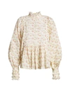 BYTIMO FLORAL LACE EYELET-TRIM PUFF-SLEEVE BLOUSE,400012678896