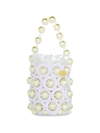 Alameda Turquesa Kiri Faux-pearl Woven Top Handle Bag In White