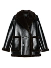 THEORY FAUX FUR-TRIMMED FAUX LEATHER PEACOAT,0400013051876