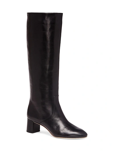Loeffler Randall Women's Gia Pointed Toe Knee-high Leather Mid-heel Boots In Black