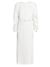 GIVENCHY TWIST-SLEEVE BELTED WOOL MIDI DRESS,400012946743
