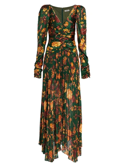 Amur Korena Silk Maxi Dress In Forest Green