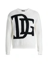 Dolce & Gabbana Men's Textured Weave Logo Sweater In White