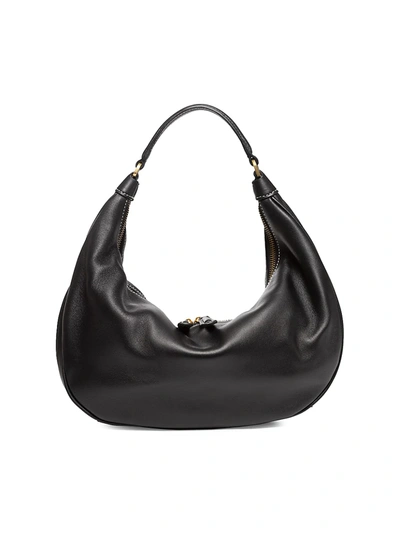 Staud Sasha Medium Leather Shoulder Bag In Black