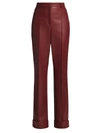 Akris Flore Leather Straight-leg Pants In Carmin