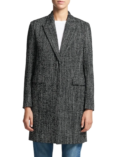 Theory Tweed Wool Single-breasted Coat In Black Multi
