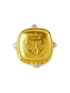 ELIZABETH LOCKE WOMEN'S GOLD 19K YELLOW GOLD & DIAMOND QUEEN BEE LARGE CUSHION RING,0400013161413