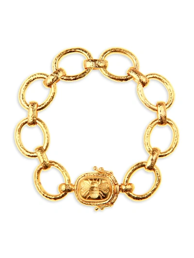 Elizabeth Locke Women's Gold Hammered 19k Yellow Gold Fat Bee Clasp Medium-link Bracelet