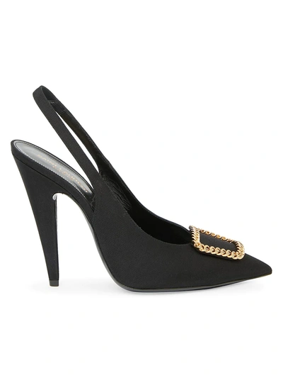 Saint Laurent Women's St. Sulpice Ribbed Slingback Pumps In Black