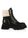 3.1 PHILLIP LIM / フィリップ リム WOMEN'S KATE ZIP LUG-SOLE SHEARLING-TRIMMED LEATHER COMBAT BOOTS,400013158727