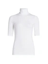 Majestic Soft Touch Elbow-sleeve Turtleneck Sweater In White