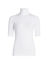 Majestic Soft Touch Elbow-sleeve Turtleneck Sweater In Blanc