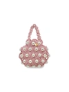 ALAMEDA TURQUESA HANA FAUX PEARL & RAFFIA TOP HANDLE BAG,400012216146