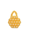 ALAMEDA TURQUESA HANA FAUX PEARL & RAFFIA TOP HANDLE BAG,400012216146