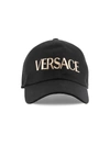 Versace Logo-embroidered Baseball Cap In Black,gold