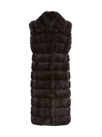 The Fur Salon Sable Fur Notch Collar Long-line Waistcoat In Barguzin