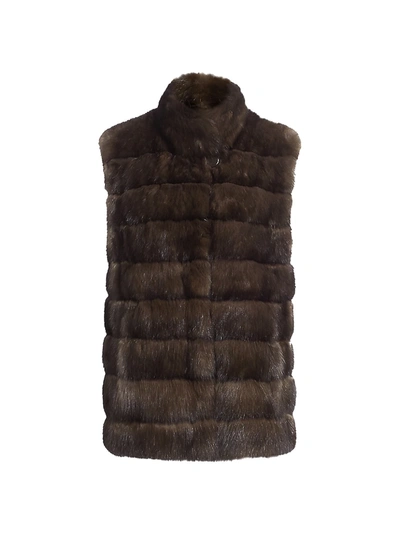 The Fur Salon Sable Fur Stand Collar Waistcoat In Barguzin