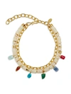 LIZZIE FORTUNATO 18K GOLDPLATED, MOTHER-OF-PEARL & MIXED STONE CHARM 2-STRAND NECKLACE,400013098594