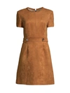 TOCCIN FAUX SUEDE SHORT-SLEEVE DRESS,0400013053110