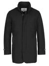 Norwegian Wool Slim-fit Hooded Wool Down Car Coat In Black