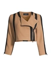 TOCCIN TWO-TONE CROPPED MOTO JACKET,400013053891