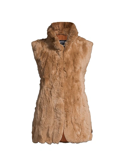 Adrienne Landau Women's Textured Rabbit Fur Waistcoat In Luggage