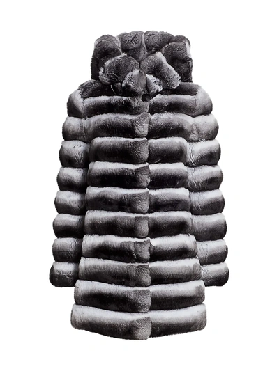 The Fur Salon Hooded Sectioned Chinchilla Fur Coat In Natural