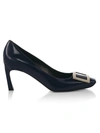 Roger Vivier Women's Belle Vivier Trompette Leather Pumps In Blue