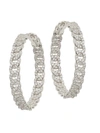 ADRIANA ORSINI WOMEN'S RHODIUM-PLATED & CUBIC ZIRCONIA CURB HOOP EARRINGS,400013019507