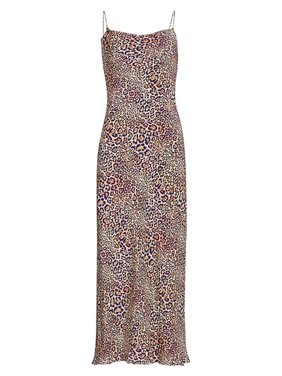 Adriana Iglesias Women's Gloria Jaguar-print Silk Slip Dress