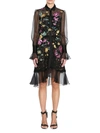 MARCHESA DAMASK LACE FLORAL EMBROIDERED SHIRTDRESS,400013276967
