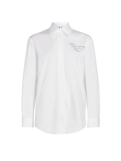 Off-white Embroidered Printed Cotton-poplin Shirt In White Black